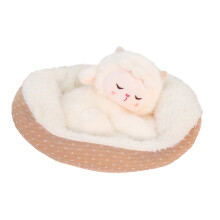Brinquedo de pelúcia de ovelha e conjunto de cama para animais de estimação de 7,8 polegadas