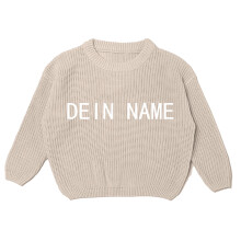 Girls Sweaters,Kids Sweater with Name Embroidery Knitted Pullover Winter Clothing for Boys and Girls,Fall Sweaters,Z04 Beige,4-5 Years