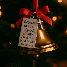 Bible Verse Christmas Ornament Gold Bell Scripture Hanging Decoration Religious Holiday Tree Decor with Inspirational Engraved Words