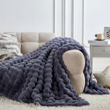 Fuzzy Faux Fur Blanket Dark Purple 60x80 inch