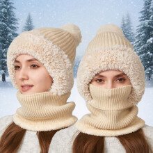 Winter Warmth Fleece Lined Scarf Hat For Cold Weather Outdoor Activities Thermal Face