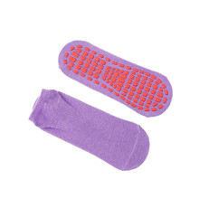Women's Anti-Skid Yoga & Pilates Socks – Breathable, Sweat-Absorbent Cotton Floor Socks for Trampoline & Playground – Purple