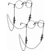 2Pcs Eyeglasses Chain 695mm Alloy Bat Goth Link Neck Strap Eye Glasses Cord Stylish Neck Lanyard for Women Reading Writing Everyday Wear