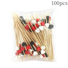 100pcs Bamboo Heart Cocktail Picks for Fruit, Sandwiches & Charcuterie – Compatible with Party Decor