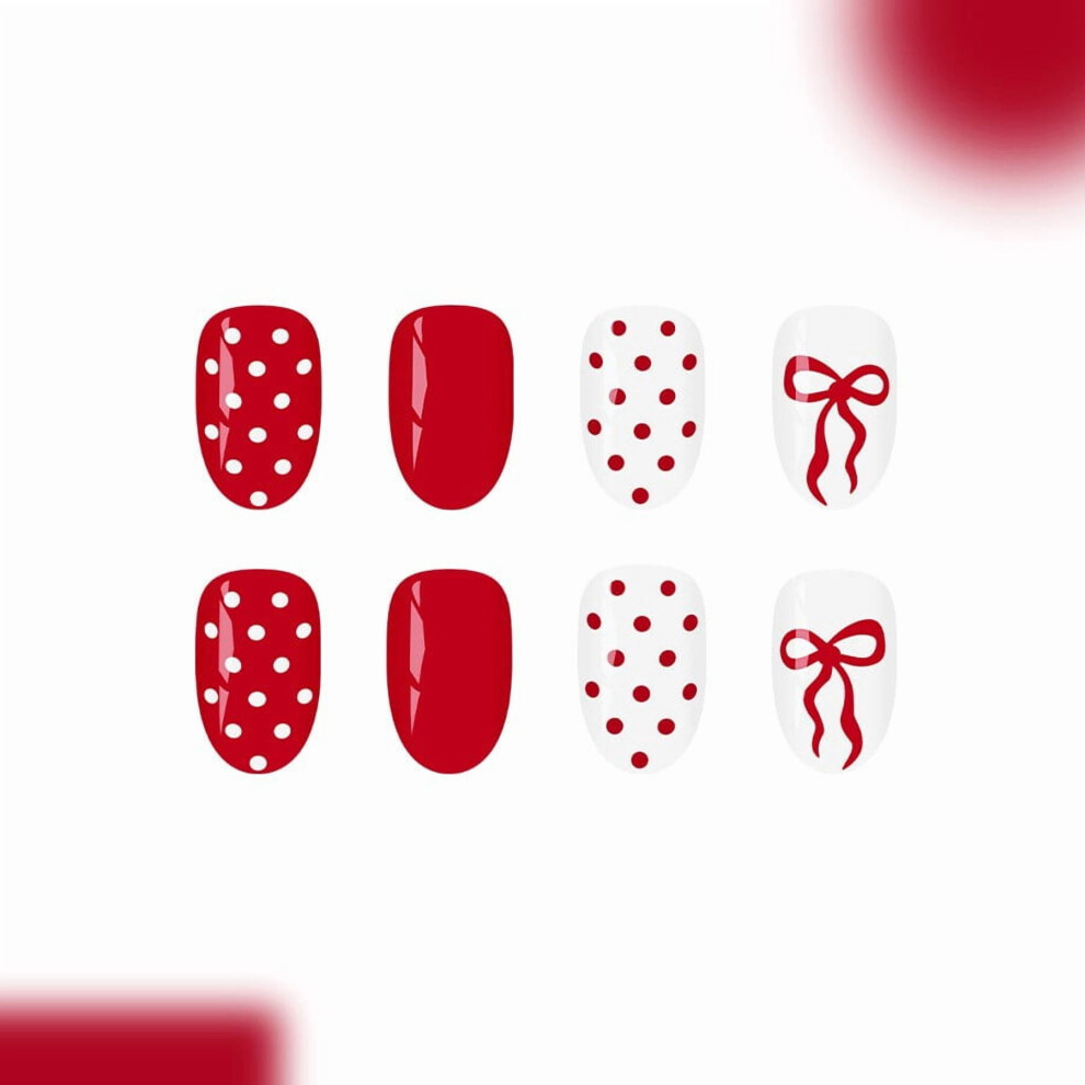 Press On Nails 24 Piece Full Cover Artificial Nail Tipsï¼Glossy Finish Design for Instant Salon Quality Manicure