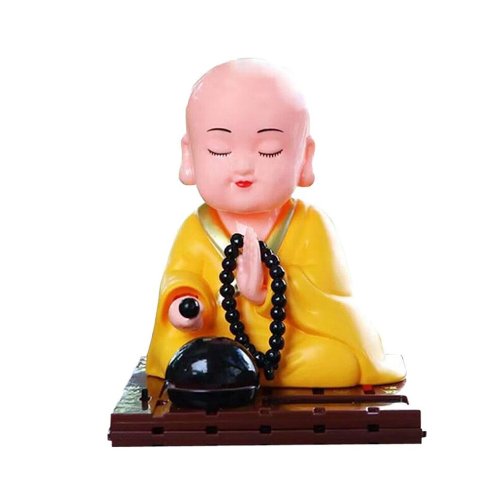 Qenashaing Solar Powered Monk Figure With Head Motion, Shakes In Sunlight For Fun Dynamic Decor, For Car Dashboard Home Office Desk Tabletop Display 9152228461451
