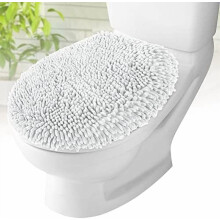 Capac de toaletă din microfibră albă, oval, 21x19 inci