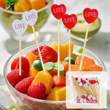 100-Pc Heart-Shaped Wooden Skewers for Fruit, Cocktails & Appetizers – Decorative Picks for Home Parties