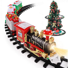 Electric Train Set Kid Toy Xmas Steam Train Kit Tree Surround Track Battery Operated with Sound Light Santa Claus Christmas Gift