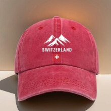 Șapcă de baseball retro Swiss Alps – Inscripție Snow Mountain și Switzerland, Snapback reglabil și respirabil, Pălărie cu protecție