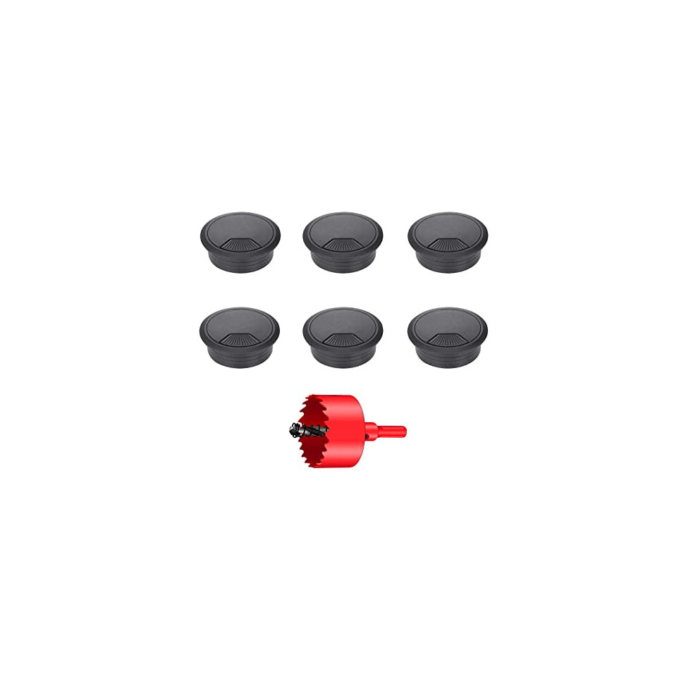 6Pcs 80Mm Black Desk Cable Grommets With Hole Saw Â Compatible With Office & Home Tables 9152228462793