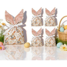 10 sacchetti regalo pasquali in velluto a forma di coniglietto con coulisse, sacchetti riutilizzabili a forma di orecchie di coniglio per la caccia