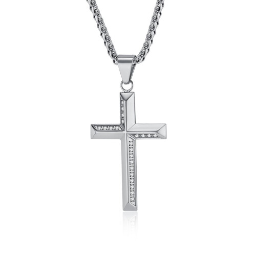 Colier cruce din argint 925 cu zirconiu