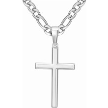 Naszyjnik z krzyżem ze złota 18K i srebra próby 925 dla mężczyzn/kobiet, łańcuszek kubański/linowy ze stali nierdzewnej, 18–24", biżuteria
