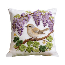 Housse de coussin décorative brodée « Joyeuses Pâques » 45 x 45 cm, idéale pour le printemps, canapé, chambre ou salon.