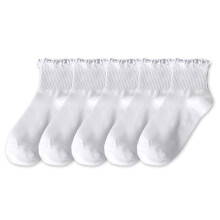 5 paia di calzini da donna in cotone con volant, sottili, casual, traspiranti, alla caviglia, neri e bianchi, con volant, a tubo corto.