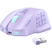 Venus MMO Gaming, 16,000 DPI Optical Sensor, Wired/ Dual Modes, 16M Chroma Lighting, 16 Programmable Buttons, Design, Up to 70H, Purple