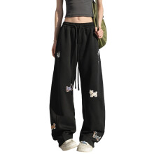 Pantalon décontracté à motif dessin animé, taille élastique et coupe ample