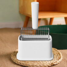 7.09x4.21x5.71 Inch Pet Litter Scoop with Fine Sieve Design Portable Cat Waste Cleaner 3-in-1 Tool Including Waste Bin (White)