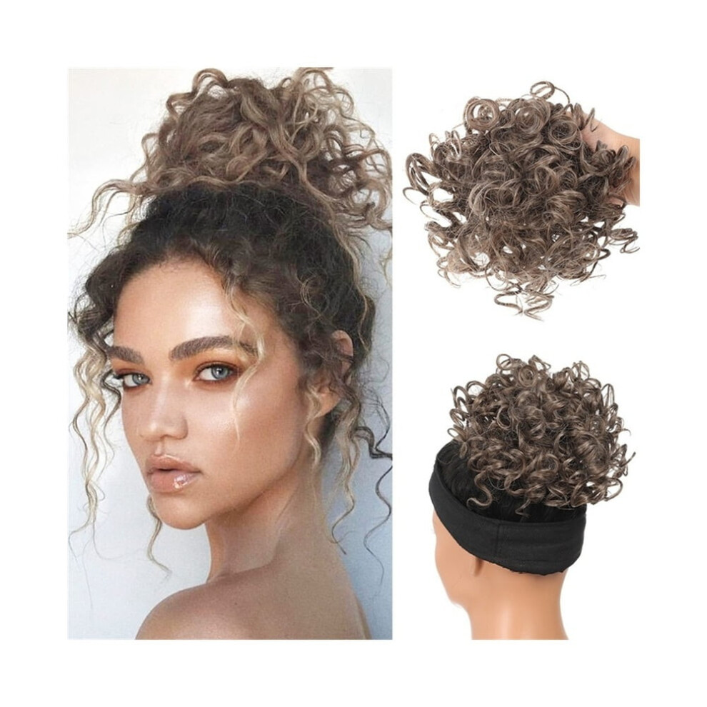 Unisex Synthetic Messy Bun Hair Piece Short Elastic Drawstring Hair Buns Clip In Curly Ponytail Hairpiece