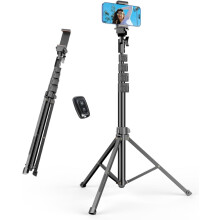 62" Adjustable Phone Tripod Stand with Remote, Compatible with iPhone & Android, Portable for Video, Selfie, Ring Light