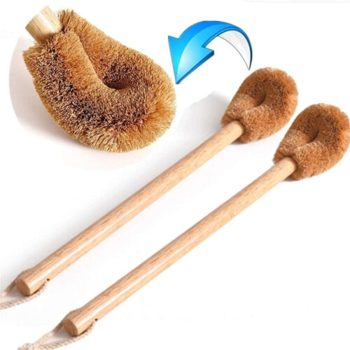 Toalettborste Kokosfiber med Trähandtag 2-pack