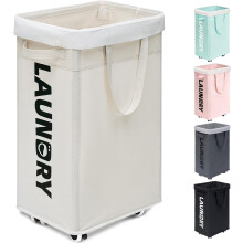 Wasmand op wielen, wit, 75 liter