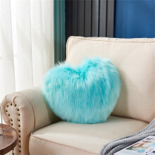 Fur Heart Pillow, Fluffy Blue Pillow, Decorative Throw Pillow, Sofa & Bedroom Pillow, Cute Valentines Day Pillow – Fits Couch, Bed & Office Chair