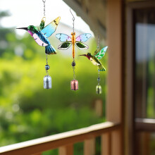 Carillon éolien colibri en métal, décoration de jardin extérieur, 1 pièce
