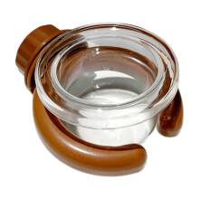 Clear bird feeding cup with clamp for parrots and small