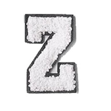 2.75" White Chenille Varsity Letter Patch – Iron-On or Sew-On Applique for Jackets, Backpacks, Hoodies, Shirts, Team Uniforms, white
