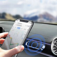 Magnetisk bilhållare med 360 rotation, halkfri bas och fäste i legering – kompatibel med iPhone/Samsung