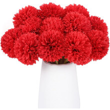 12 chrysanthèmes artificiels en soie rouge, boules de fleurs, fausses fleurs de chrysanthèmes pour Noël, mariage, centre de table floral,