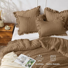 Twin Comforter Set Oak Brown Seersucker Microfiber 2-Pc