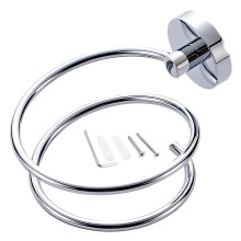 Stainless Steel Wall-Mounted Hair Dryer Holder, Spiral Double Loop, Heat Dissipation, Durable Bathroom Organizer with Screws – 5.12x3.35x4.13 in