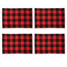 Rood-zwart geruite placemats, machinewasbaar, omkeerbaar, duurzame tafelbeschermers voor keuken en eetkamer.