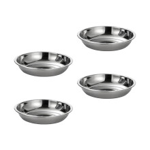 4Pcs Stainless Steels Dinner Plates Small Sauce Dishes Seasoning Serving Tray Flat Plate Serving Dishes Easy to Use