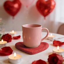 Sets de table et sous-verres pour la Saint-Valentin, motif cœur rouge, PVC 7,5 x 6 pouces
