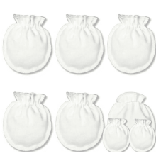 8 Pairs Newborn Baby Mittens Toddler No Scratch Mittens for 0-6 Months Baby Boys Girls, Soft Breathable Cotton, Stretchy & Lightweight,White