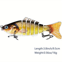 2 st fullstora flerdelade swimbait-beten, långsamt sjunkande segmenterade abborrbeten för sötvatten och saltvatten – kompatibel med abborre,