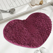 Tapis de bain en forme de cœur, doux et absorbant, en microfibre pelucheuse, antidérapant et lavable en machine, idéal pour la douche, la chambre