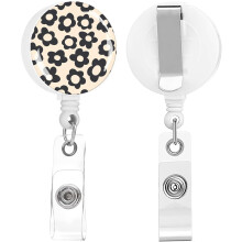 2 Pack Retractable Badge Holders Cute Badge Reel Badge Clip ID Card Holders for Student Office Worker Doctor Nurse Teacher (Cute Black Flower)