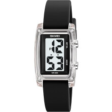 Montre numérique unisexe pour femme et homme, cadran rectangulaire à grands chiffres, étanche, bracelet en silicone, affichage LED