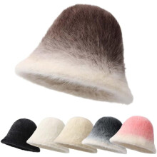 Drkicsy Winter-Bucket-Hat aus Kunstpelz, Wintermützen für Damen und Herren, warme, flauschige Fischermütze für Outdoor-Aktivitäten