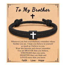 Bracciale Milanese Rope Cross regolabile nero
