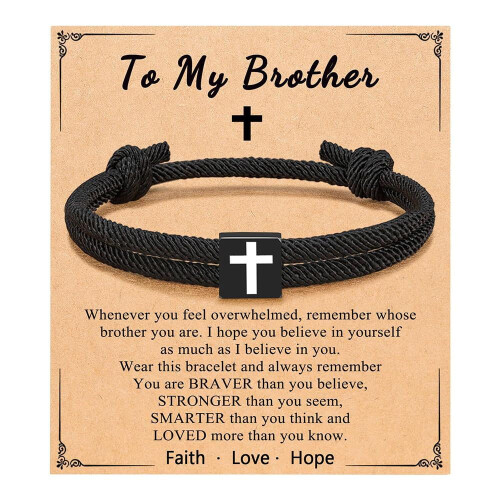 Bracciale Milanese Rope Cross regolabile nero