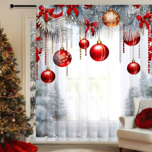 Light Filtering Christmas Curtains Art Deco Silver 51 inch