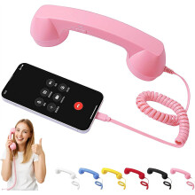 Retro Phone Handset, 2026 New Type-C Retro Telephone Style Landline Handle Receiver (Yellow)