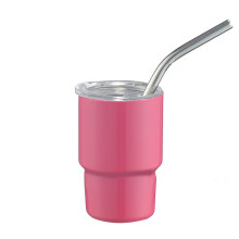 Gobelet isotherme portable de 60 ml (2 oz) en acier inoxydable avec paille et couvercle, idéal pour la voiture ou pour le café glacé.