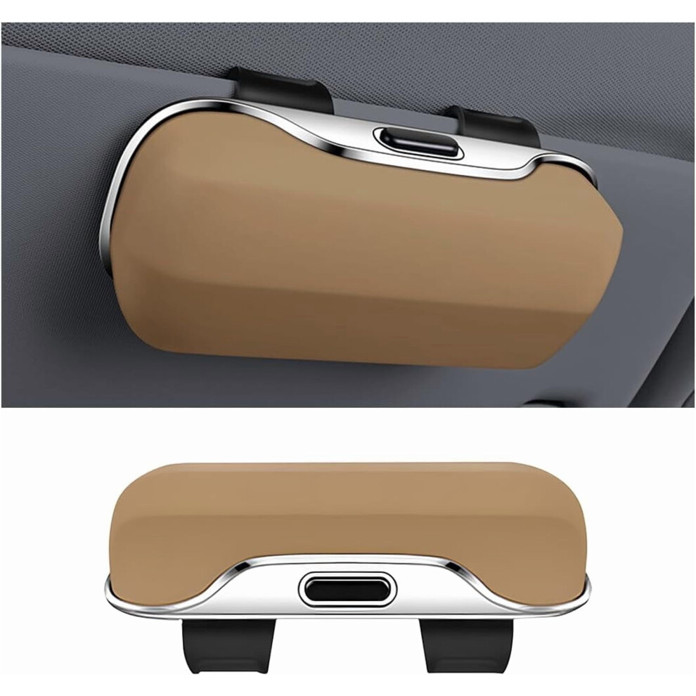 Car Sunglasses Holder For Sun Visor Â Soft Universal Eyeglasses Storage Case, Compatible With Suv, Sedan & Truck (Beige) Beige 9083649303405